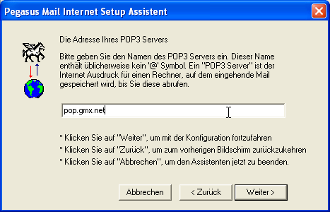 Internet Setup: POP3-Server